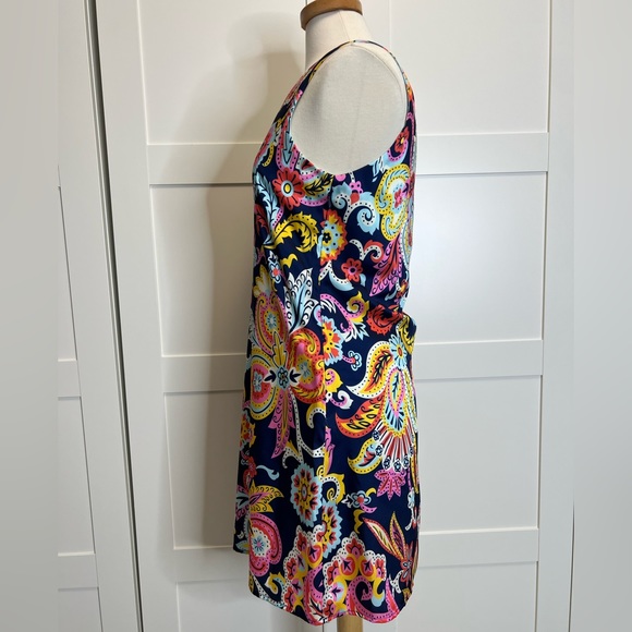 Julie Brown Paisley Shift Dress 6 Navy - Picture 3 of 7